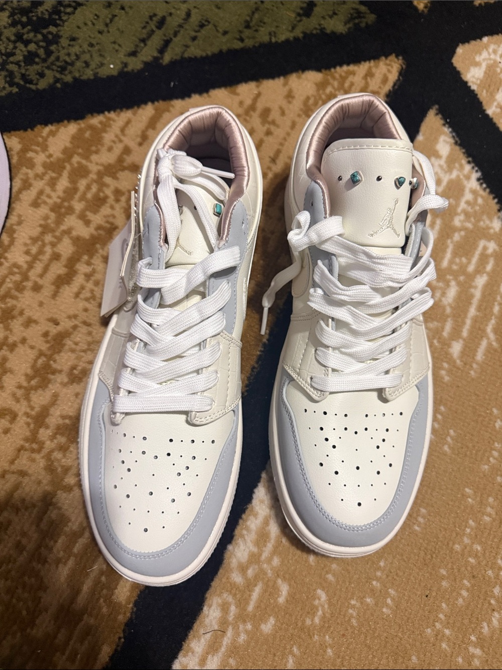 Nike White and Light Gray Low-Top Sneakers